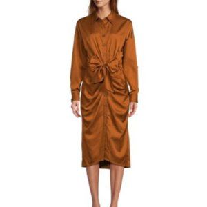 Antonio Melani Roxanne Point Collar Long Sleeve Ruched Tie Waist Button NEW